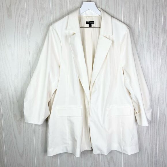 Lane Bryant Jackets & Blazers - Lane Bryant Women's Cream Ruched Long Sleeve Perfect Drape Blazer Size 24